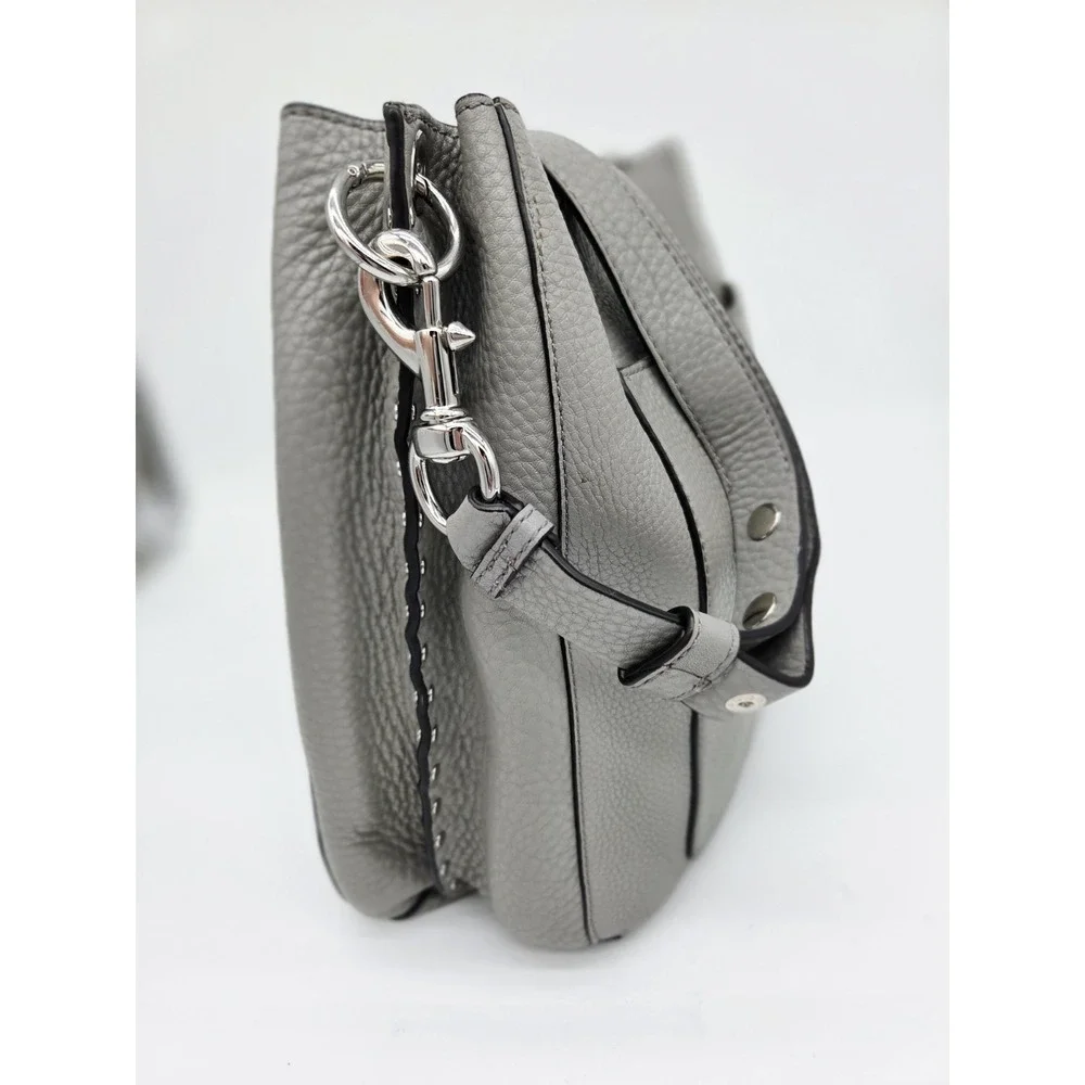 Rebecca Minkoff Bag Grey Leather‎ Silver Bucket Shoulder Pebbled Slouchy Soft